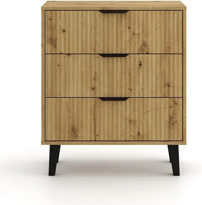 SCANDI 3S Slim komód 70x39x81.5 cm, tölgy-fekete
