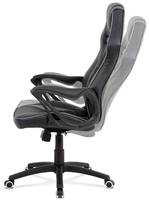 Gamerszék, Fekete Ekobőr, Hinta Mechanikával. KA-G406 GREY