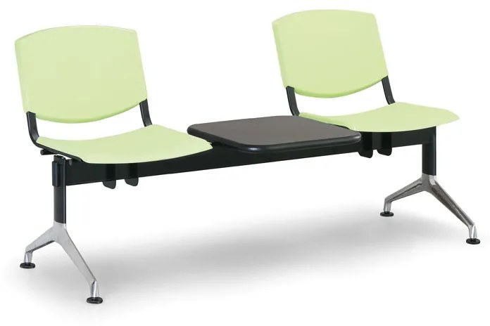 Design műanyag pad, 2 üléses + asztal, zöld