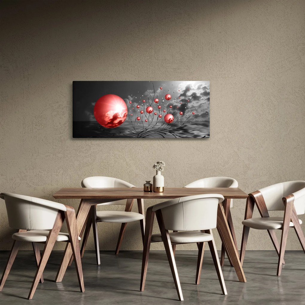 Piros gömbök képe (120x50 cm)