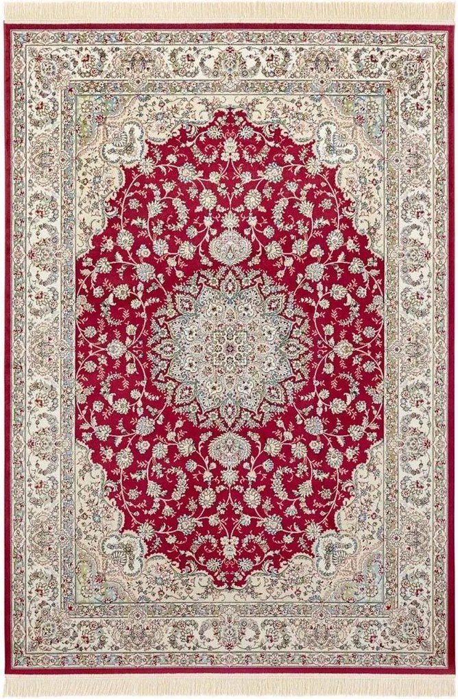 Szőnyeg 95x140 nappaliba,hagyományos klasszikus minta piros-krém