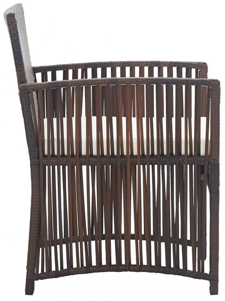 2 db barna polyrattan kerti karosszék párnákkal