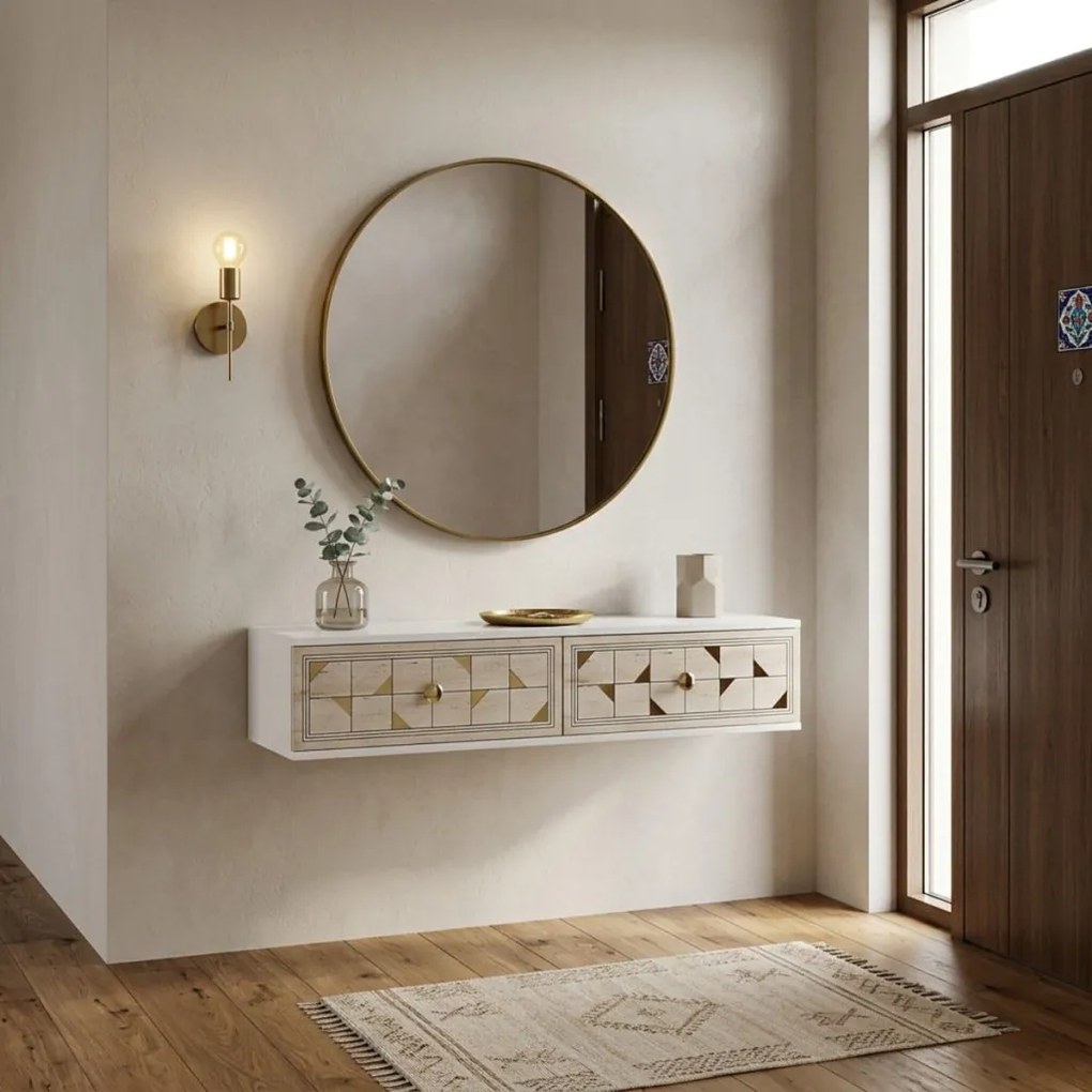 Moka 120 - White, Travertine, Gold
