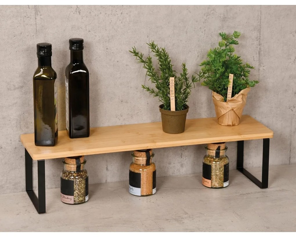 Kesper 58807 Konyhai polc bambusz/fém, 55 x13,5 x15 cm