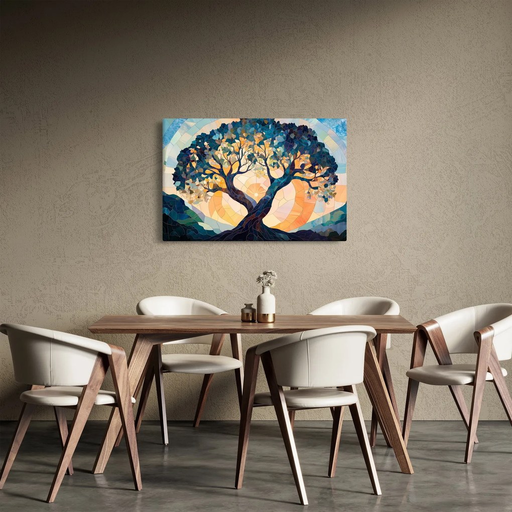 Kép – Mozaik – nap és fa II. (90x60 cm)