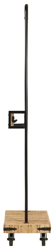 tömör mangófa és vas ruhaállvány kerekekkel 90 x 35 x 190 cm