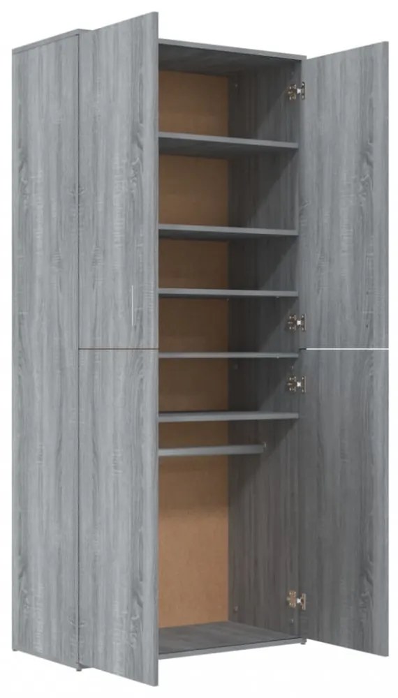 szürke sonoma színű szerelt fa cipősszekrény 80 x 39 x 178 cm