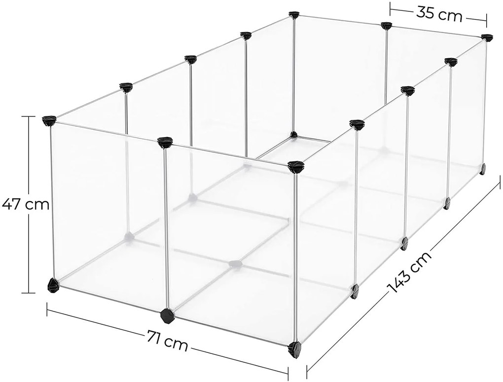 Kisállat kifutó, ketrec alsó résszel, 143 x 46 x 73 cm
