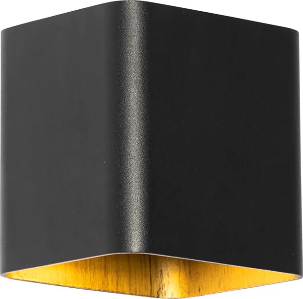 Modern fekete fali lámpa LED-del IP54 négyzet alakú - Evi