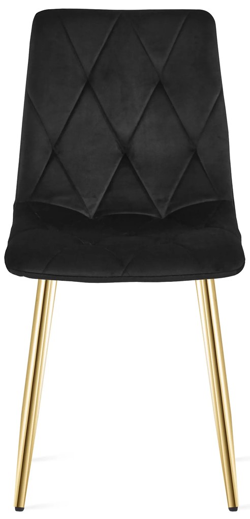 Fekete bársony étkezőszék LIBRA arany lábakkal
