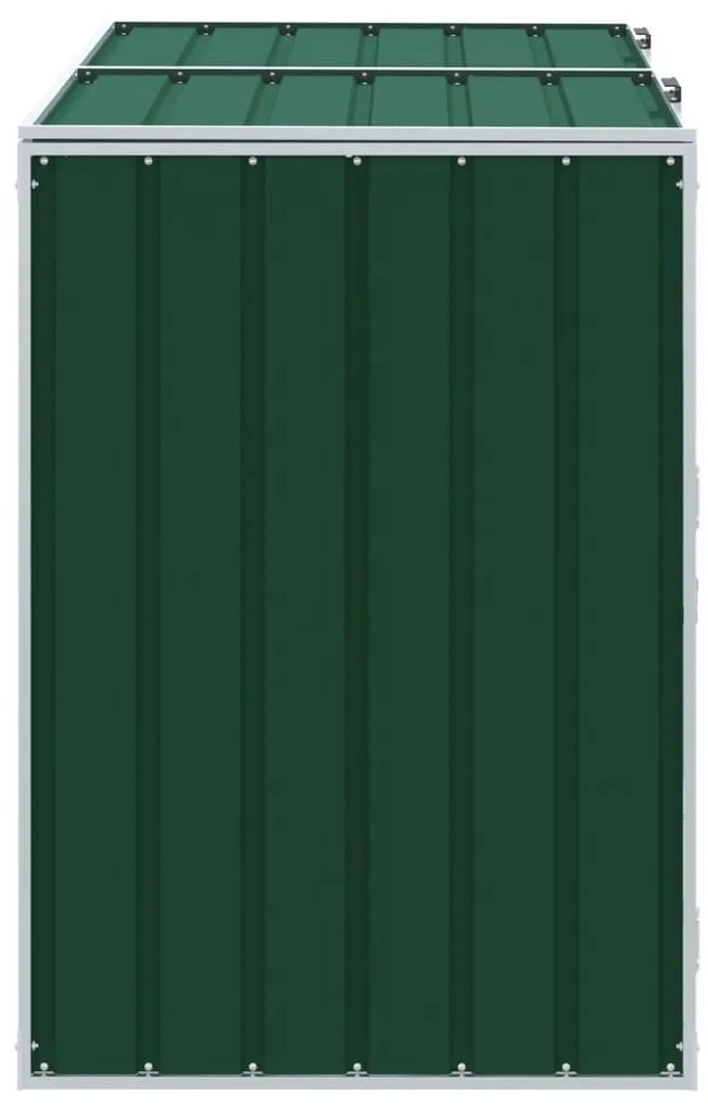 zöld acél kerekes szemetes tároló dupla tárolókhoz 138 x 79 x 117 cm