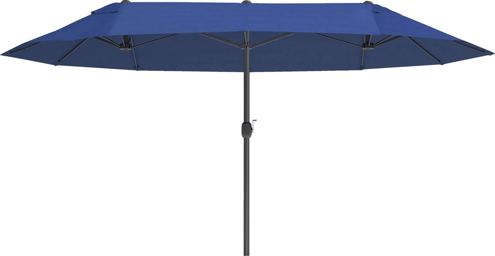 Outsunny Dupla Napernyő 455 x 265 cm, UV védelemmel ellátott napernyő kézi crankkal, erkélyre, strandra vagy kertbe, Kék | Aosom