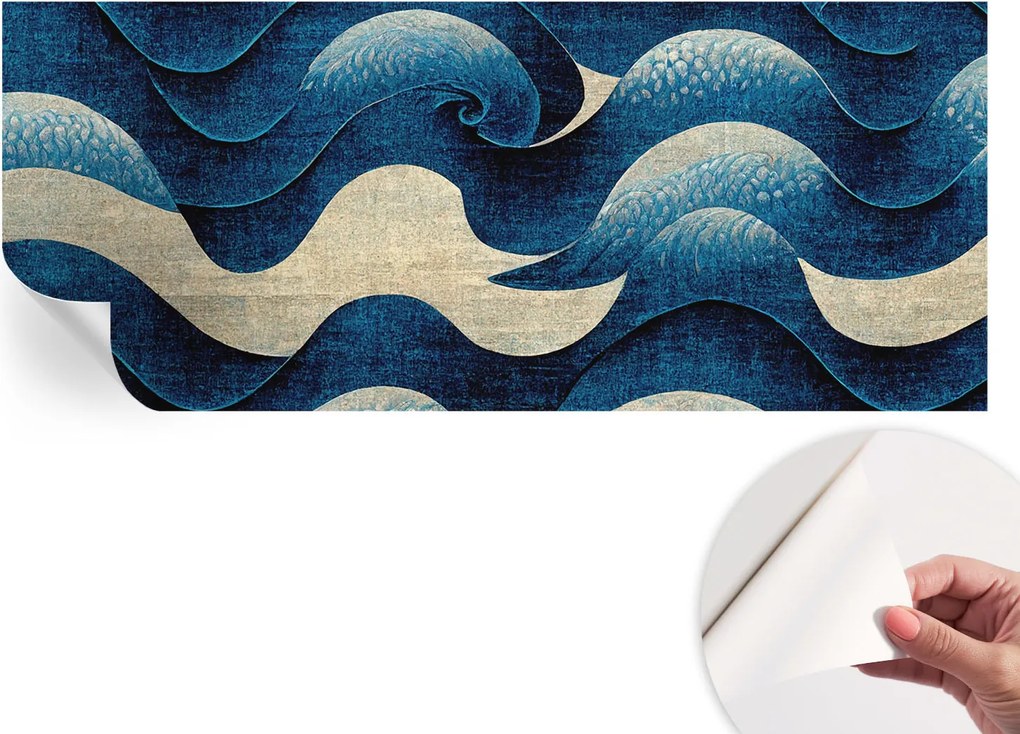 Mosható öntapadós fotótapéta étkezőbe Kék hullámok 250x104 cm