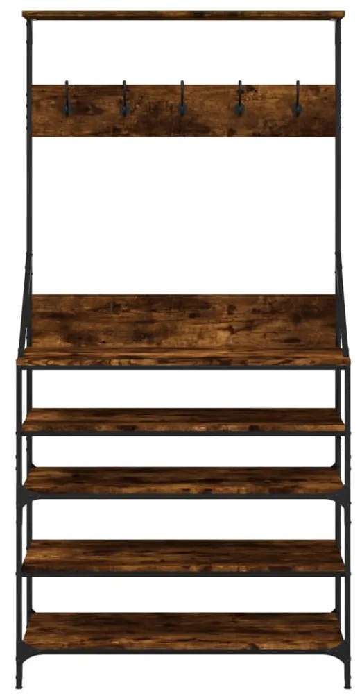 füstös tölgy színű ruhafogas cipőpolccal 90x34x184 cm