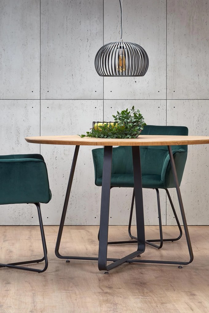 AKCIÓ Fekete étkezőasztal tölgyfa asztallappal NOCTURNE 120x120 II. osztály