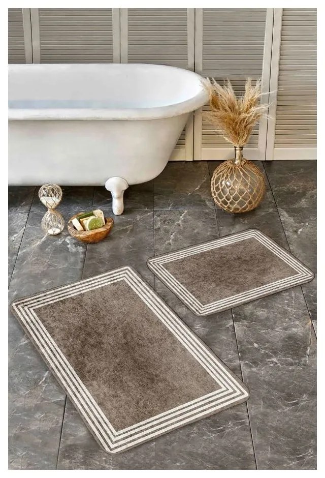 Szürkésbarna bársony fürdőszobai kilépő szett 2 db-os 60x100 cm – Mila Home