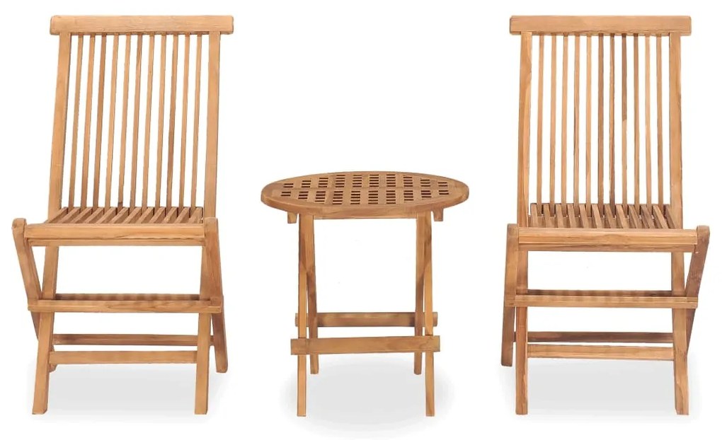 vidaXL 3 részes kültéri összecsukható tömör tíkfa étkezőgarnitúra