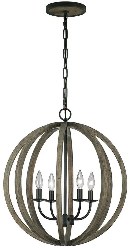 Elstead FE-ALLIER-4P-WW - Csillár láncon ALLIER 4xE14/60W/230V tölgy