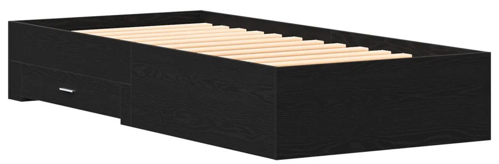 Ágykeret fiókokkal fiókkal Musta tammi 90 x 200 cm Faanyag
