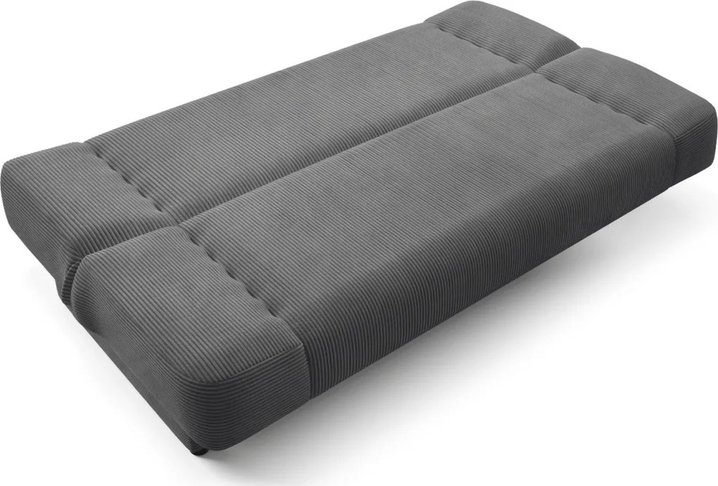 Ágyazható kanapé sötétszürke színben, kordbársony kárpittal PIANO