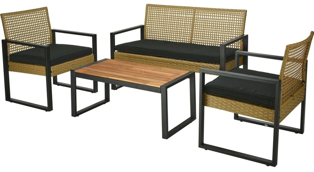 Gandia kerti bútor szett, 4 db, fém, PE rattan