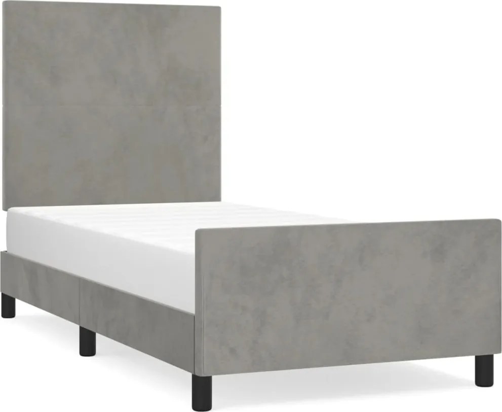 vidaXL világosszürke bársony ágykeret matrac nélkül 90x200 cm