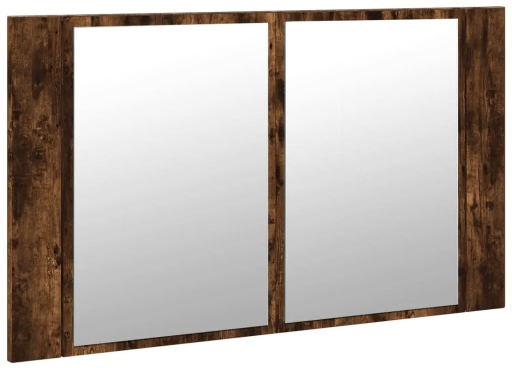 füstös tölgy akril LED-es tükrös fürdőszobaszekrény 80x12x45 cm