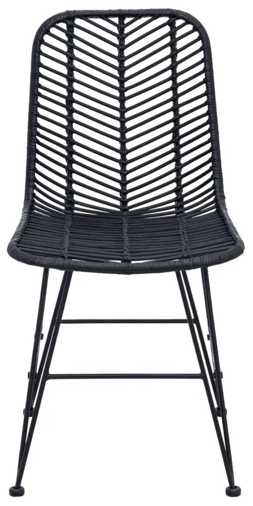 Étkezőszék 2 pcs Fekete 44.5 x 55 x 85 cm Rattan és Vas