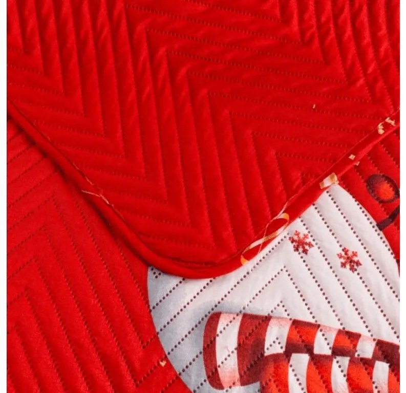 Ágytakaró WHITE SNOWMAN, piros Méret: 220 x 240 cm