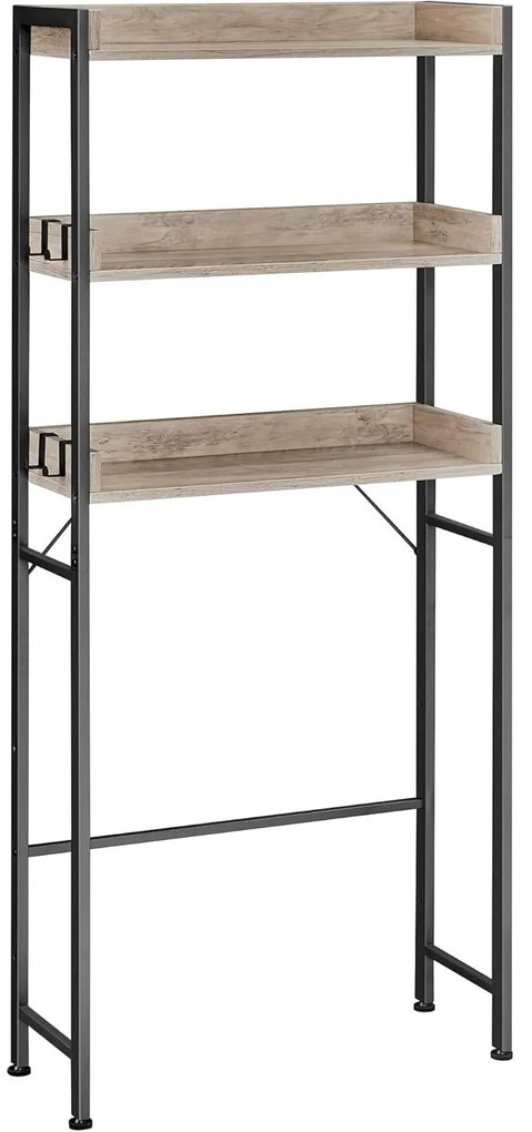 3 Szintes WC/mosógép fölé helyezhető polc szürkés-bézs és fekete színben