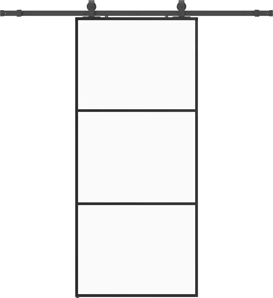 vidaXL fekete ESG üveg tolóajtó fémszerelvény-szettel 90x205 cm