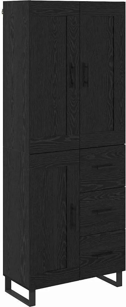 vidaXL Magasfiú fiókkal Fekete tölgy 69,5 x 34 x 180 cm Faanyag
