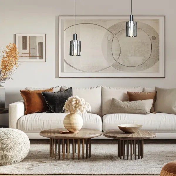 Csillár zsinóron ARCADIA 1xE27/60W/230V átm. 13 cm fekete/füstös