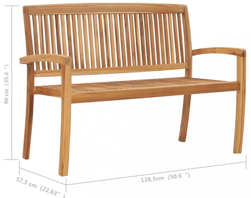 tömör tíkfa rakásolható kerti pad párnával 128,5 cm