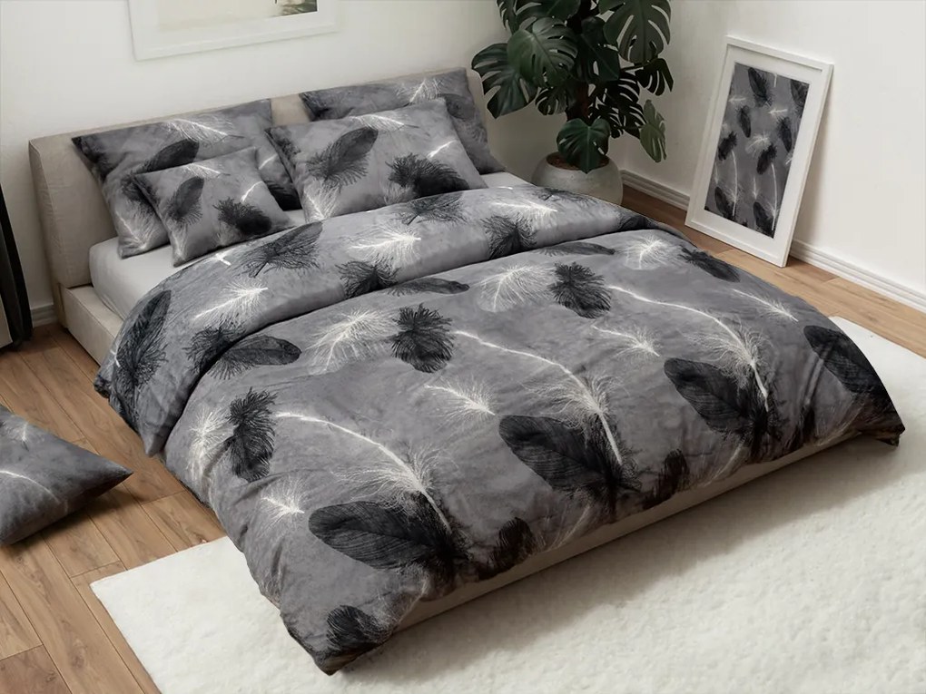 Mikroplüss ágyneműhuzat VELSOFT szürke Ágyneműhuzat mérete: 70 x 90 cm | 140 x 200 cm