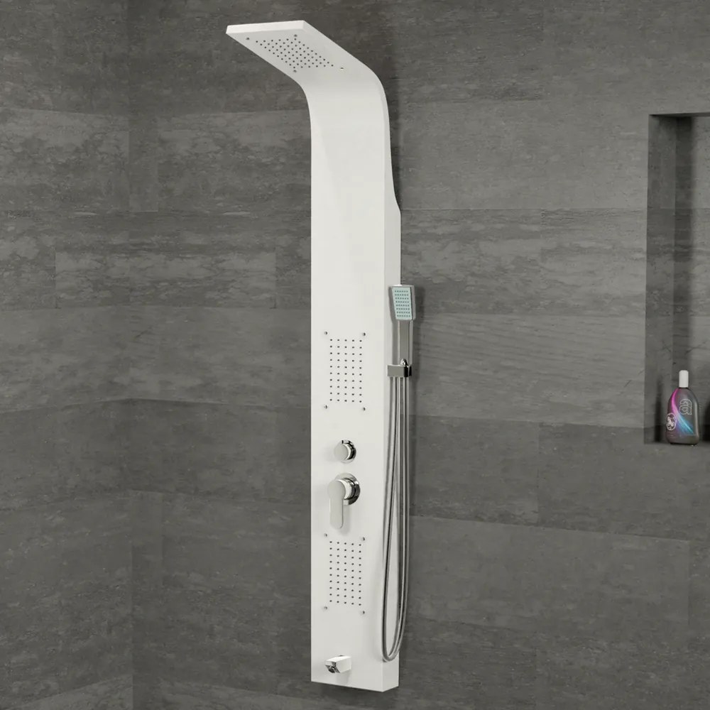 Merin WHITE zuhanypanel, rozsdamentes acél