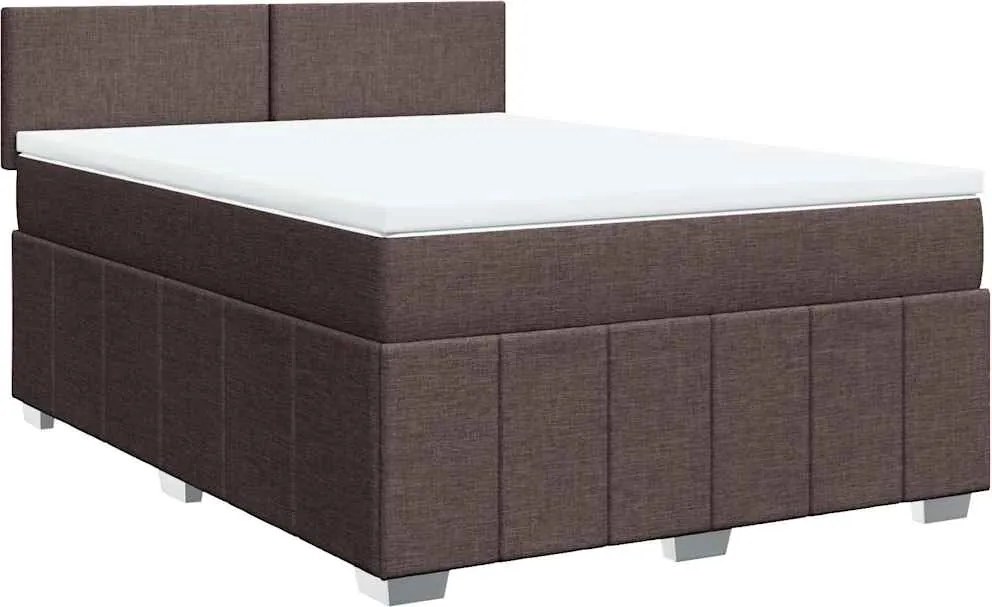 vidaXL sötétbarna szövet rugós ágy matraccal 140 x 190 cm