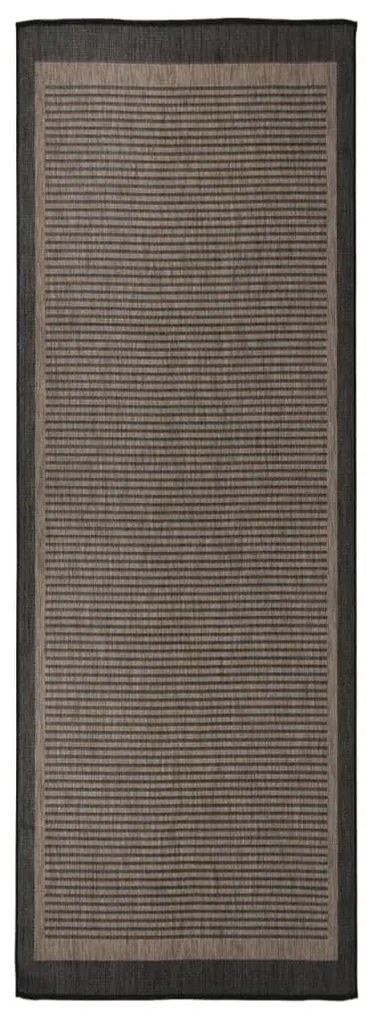 sötétbarna lapos szövésű kültéri szőnyeg 80 x 250 cm
