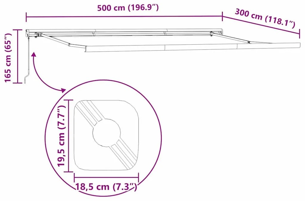 Napernyő Antracit 5 x 3 m Fém