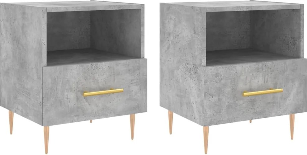 vidaXL 2 db betonszürke szerelt fa éjjeliszekrény 40 x 35 x 47,5 cm