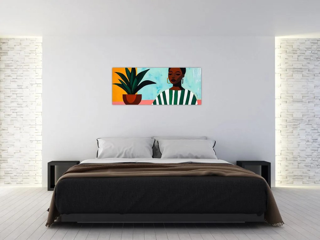 Kép - Nő virággal (120x50 cm)
