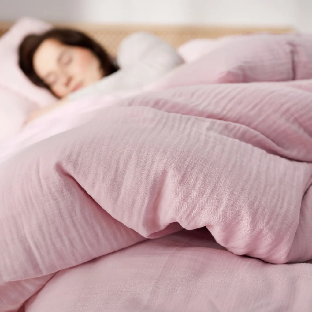 Goldea muszlin ágyneműhuzat – pasztell rózsaszín 140 x 200 és 70 x 90 cm