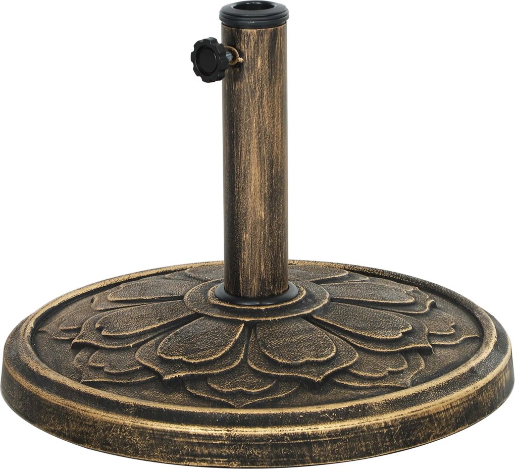 Outsunny Kerek Napernyő Alapállvány Kertekhez, Betonkitöltésű, 12 kg-os Súly, Bronz | Aosom