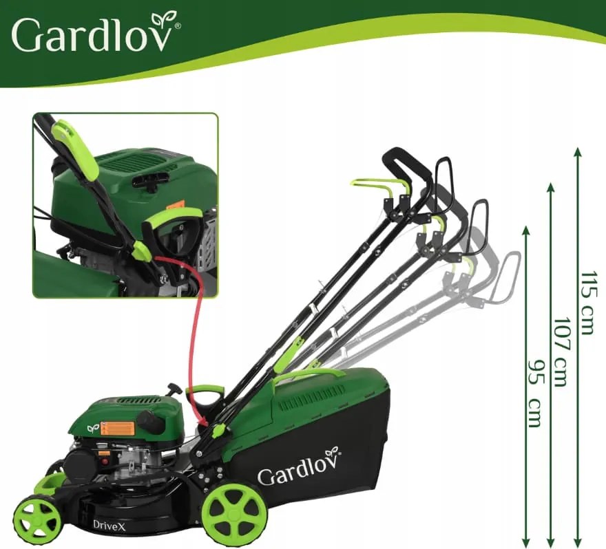 Benzinmotoros fűnyíró hajtással GARDLOV DriveX - 149 cm³, 50 l-es kosárral