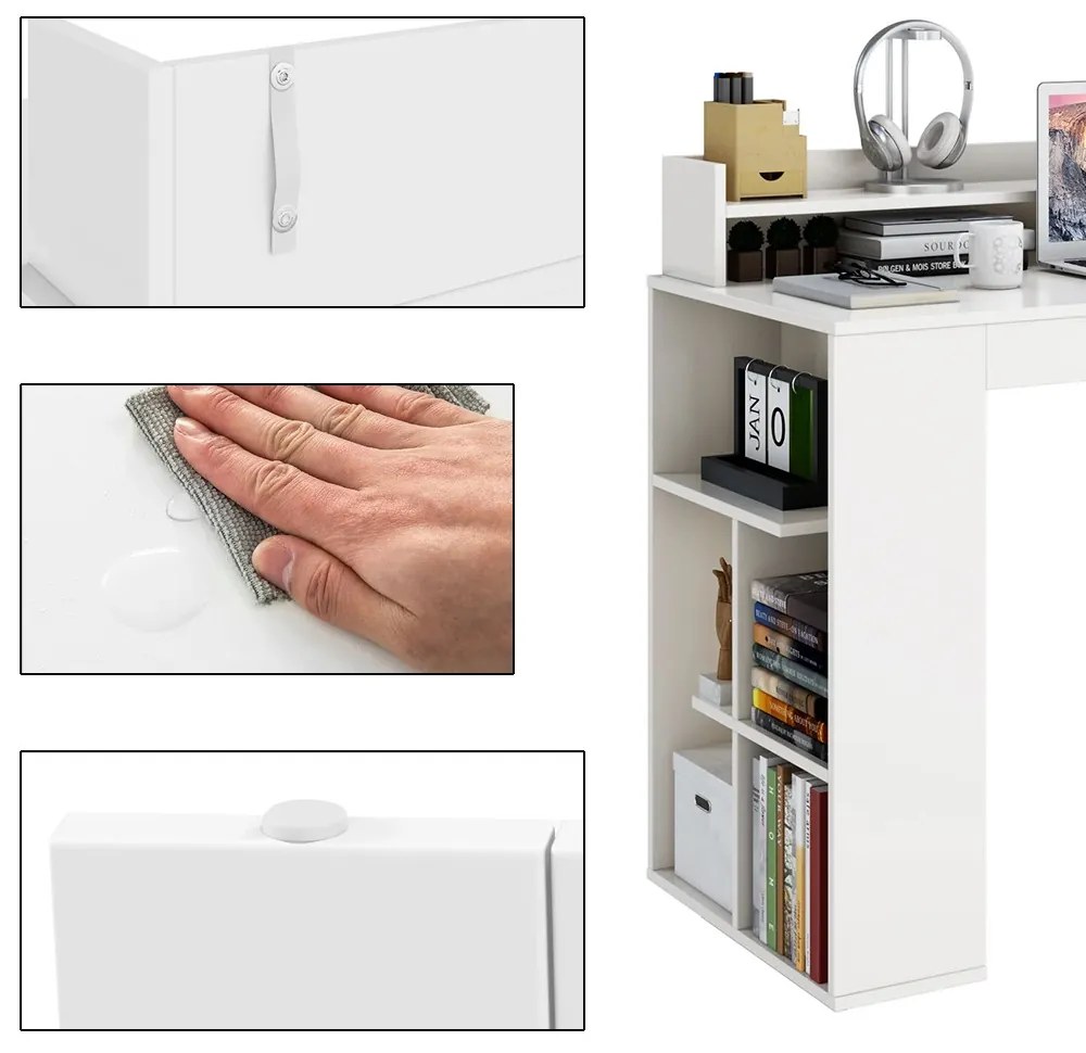 Íróasztal könyvespolccal és monitorpolccal