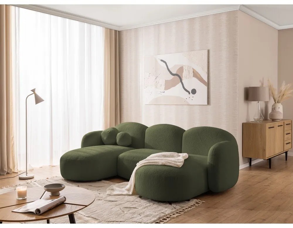 Zöld buklé (U alakú) sarokkanapé Orbit – Ropez