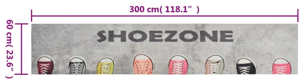 mosható shoezone feliratos bársony konyhaszőnyeg 60x300 cm
