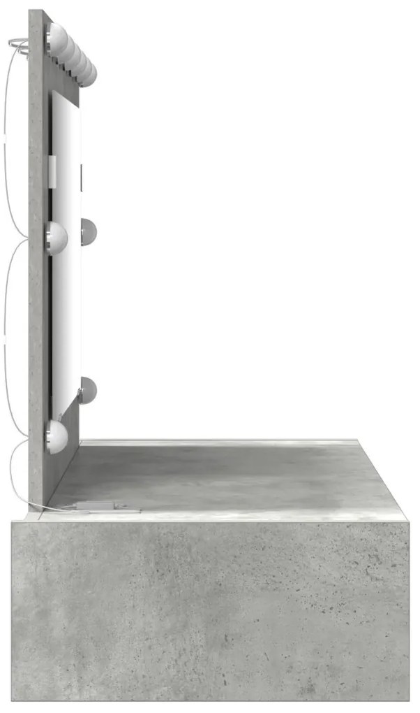 vidaXL Öltözködőasztal tükör lámpákkal Szürke 100 x 40 x 70 cm Faanyag