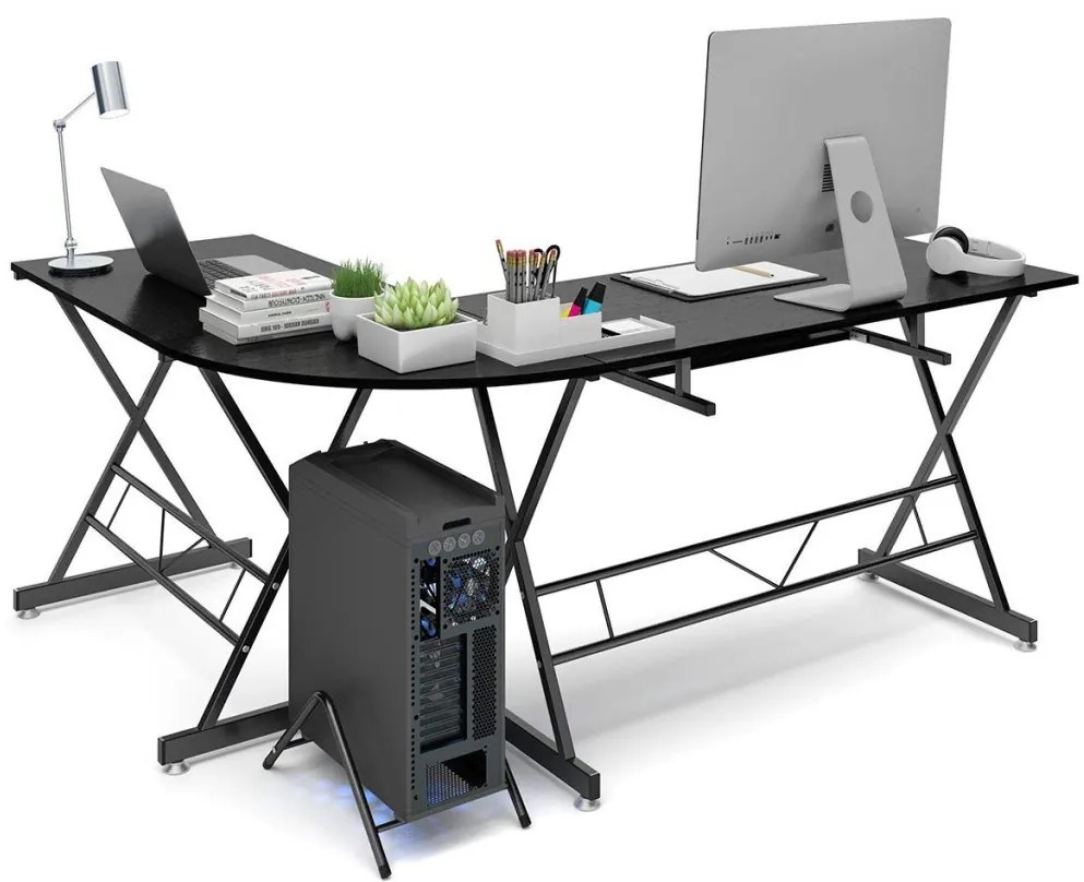 L alakú íróasztal-fekete