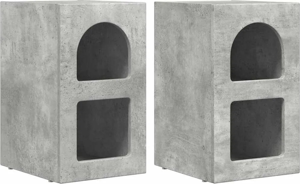 vidaXL Éjjeli asztal 2 pcs Beton Szürke 29,5 x 33,5 x 50 cm Faanyag